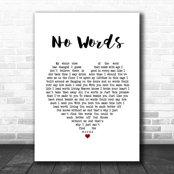 Cody Jinks No Words White Heart Song Lyric Quote Music Print