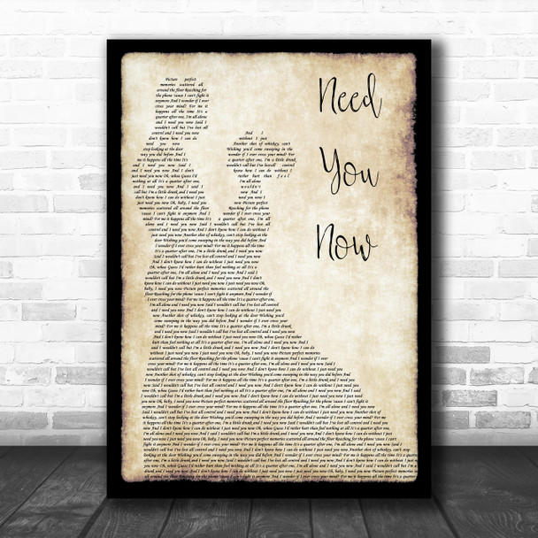Lady Antebellum Need You Now Song Lyric Man Lady Dancing Music Wall Art Print