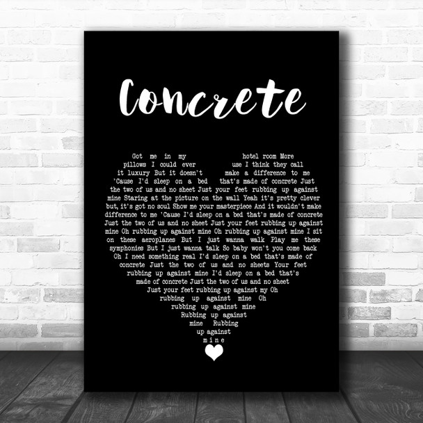 Tom Odell Concrete Black Heart Song Lyric Quote Music Print