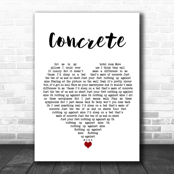 Tom Odell Concrete White Heart Song Lyric Quote Music Print