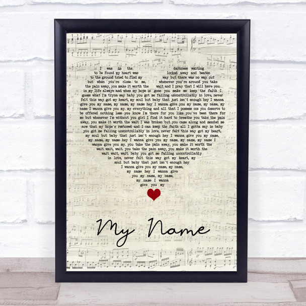 McLean My Name Script Heart Song Lyric Quote Music Print