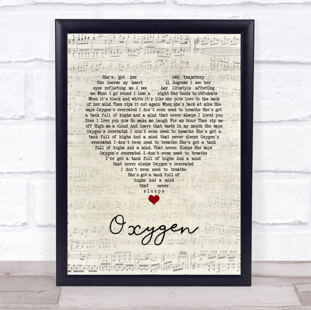 Catfish And The Bottlemen Oxygen Script Heart Song Lyric Quote Music Print