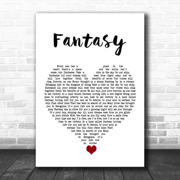 Earth, Wind And Fire Fantasy White Heart Song Lyric Quote Music Print