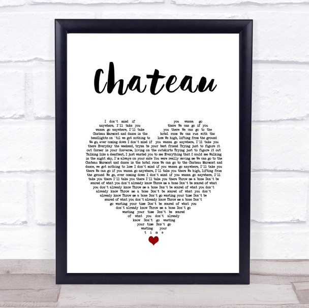 Angus & Julia Stone Chateau White Heart Song Lyric Quote Music Print