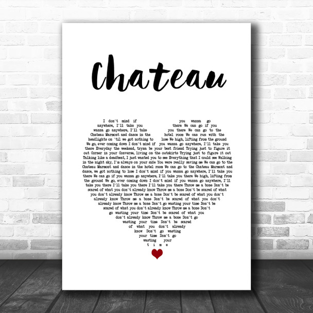 Angus & Julia Stone Chateau White Heart Song Lyric Quote Music Print