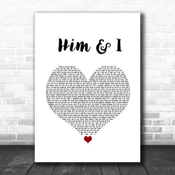 G-Eazy feat. Halsey Him & I White Heart Song Lyric Quote Music Print