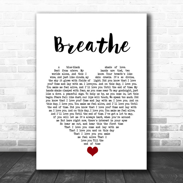 Angels & Airwaves Breathe White Heart Song Lyric Quote Music Print