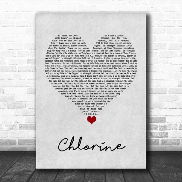 Twenty One Pilots Chlorine Grey Heart Song Lyric Quote Music Print