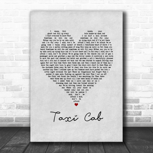 Twenty One Pilots Taxi Cab Grey Heart Song Lyric Quote Music Print