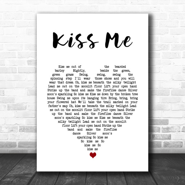 New Found Glory Kiss Me White Heart Song Lyric Quote Music Print