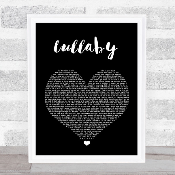 Professor Green Lullaby Black Heart Song Lyric Quote Music Print