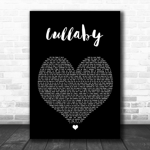 Professor Green Lullaby Black Heart Song Lyric Quote Music Print