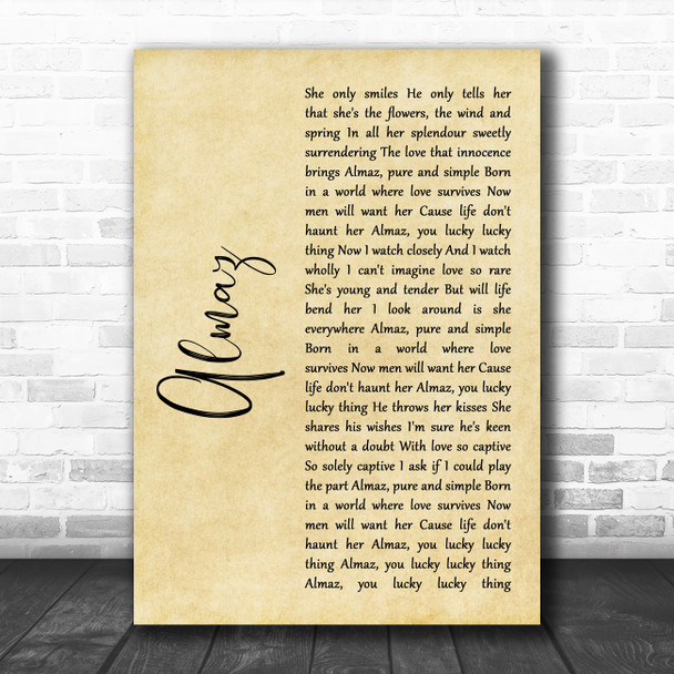 Randy Crawford Almaz Rustic Script Song Lyric Quote Music Print