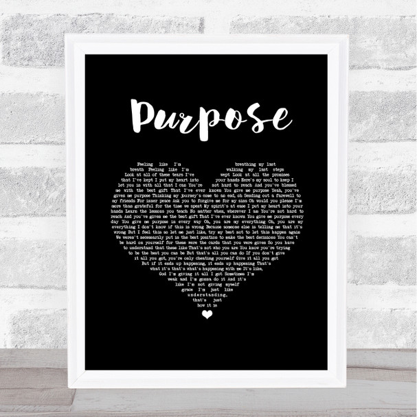 Justin Bieber Purpose Black Heart Song Lyric Quote Music Print