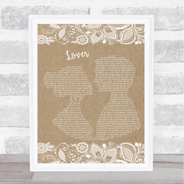 Taylor Swift Lover Burlap & Lace Song Lyric Quote Music Print