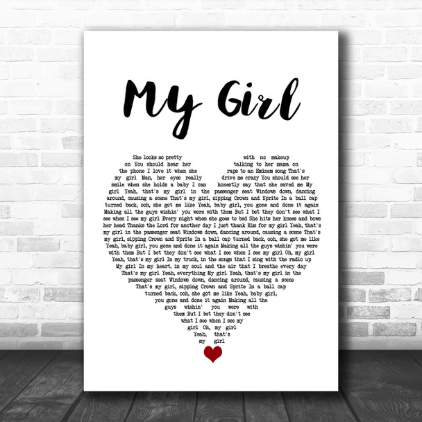 Dylan Scott My Girl White Heart Song Lyric Quote Music Print