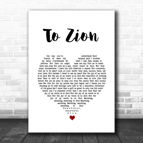 Lauryn Hill To Zion White Heart Song Lyric Quote Music Print