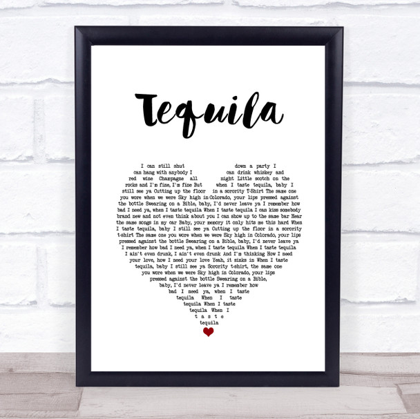 Dan + Shay Tequila White Heart Song Lyric Quote Music Print