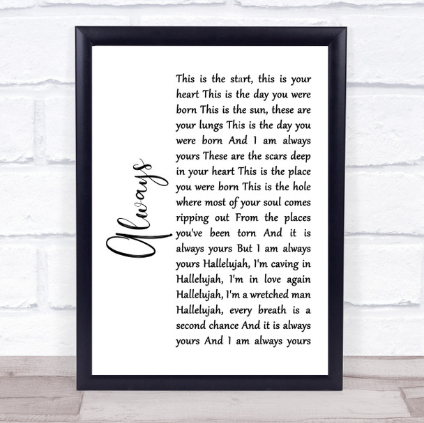Switchfoot Always White Script Song Lyric Quote Music Print