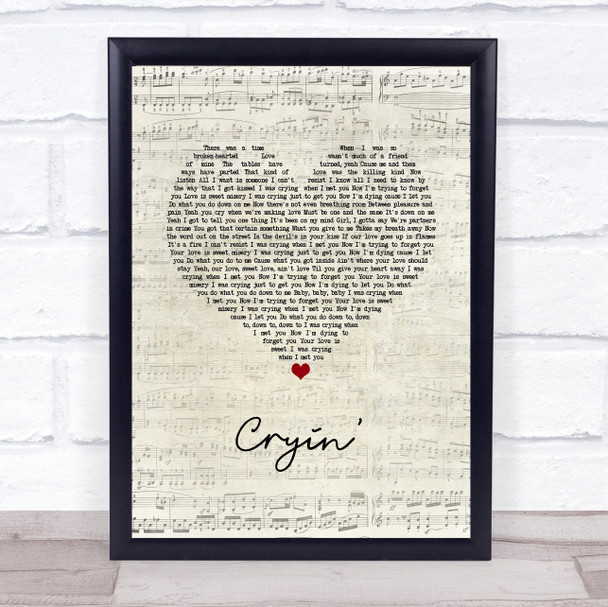 Aerosmith Cryin' Script Heart Song Lyric Quote Music Print