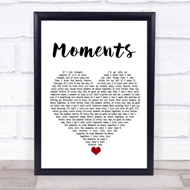 Westlife Moments White Heart Song Lyric Quote Music Print