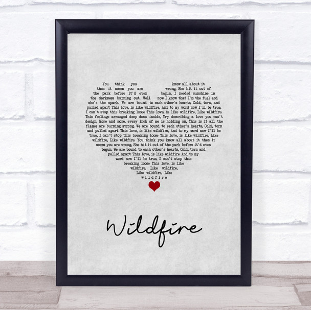 Seafret Wildfire Grey Heart Song Lyric Quote Music Print