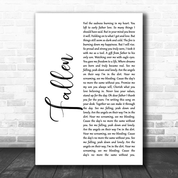 Volbeat Fallen White Script Song Lyric Quote Music Print