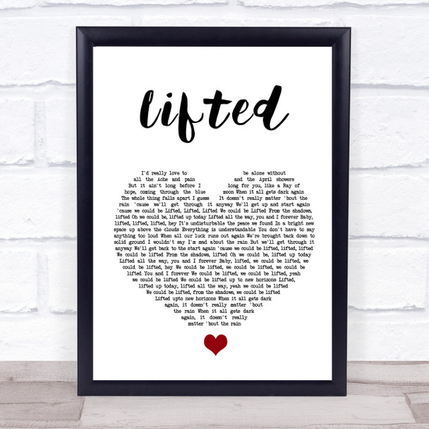 Lighthouse Family Lifted White Heart Song Lyric Quote Music Print