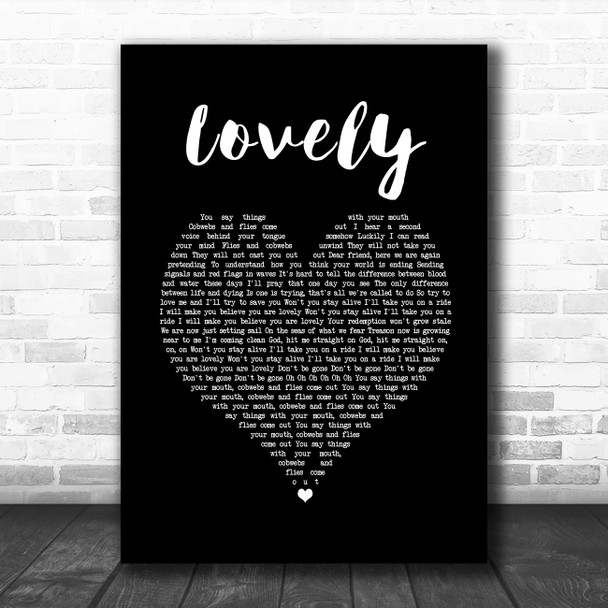 Twenty One Pilots Lovely Black Heart Song Lyric Quote Music Print