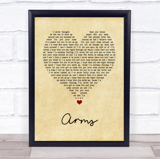 Christina Perri Arms Vintage Heart Song Lyric Quote Music Print