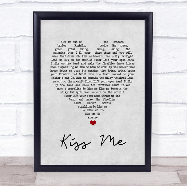 New Found Glory Kiss Me Grey Heart Song Lyric Quote Music Print