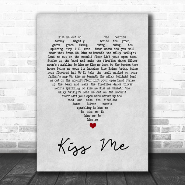 New Found Glory Kiss Me Grey Heart Song Lyric Quote Music Print