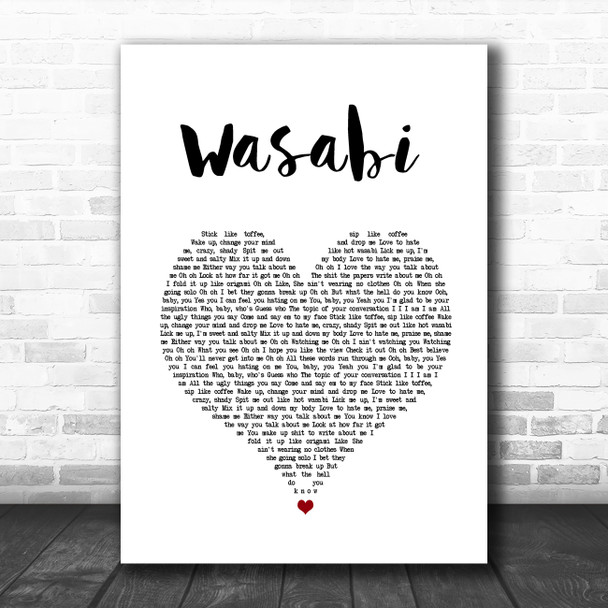 Little Mix Wasabi White Heart Song Lyric Quote Music Print