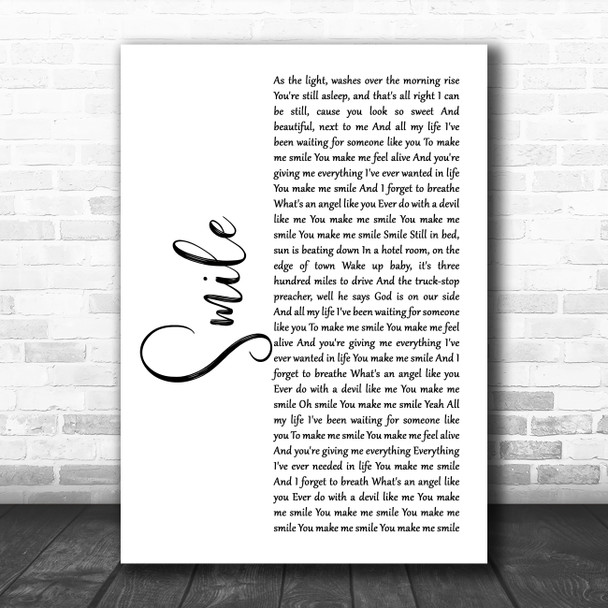 Sixx AM Smile White Script Song Lyric Quote Music Print