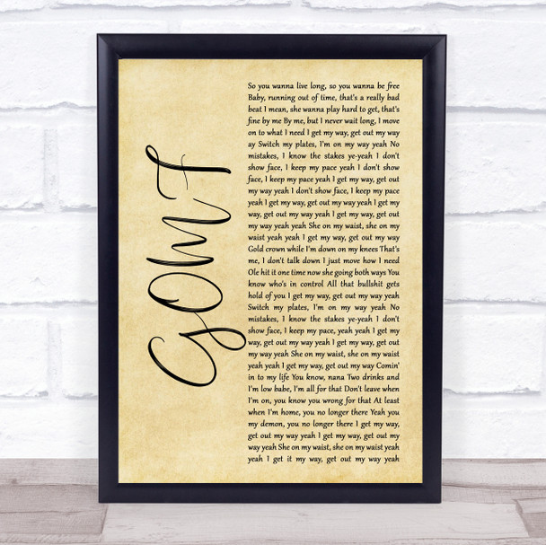 DVBBS GOMF Rustic Script Song Lyric Quote Music Print