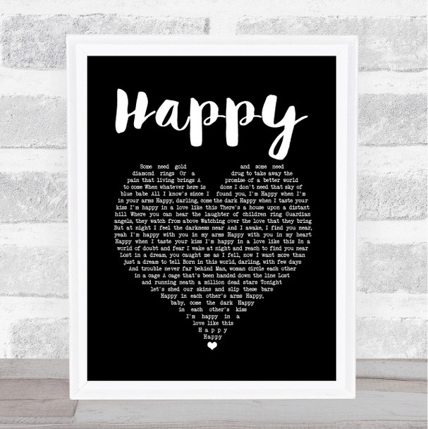 Bruce Springsteen Happy Black Heart Song Lyric Quote Music Print