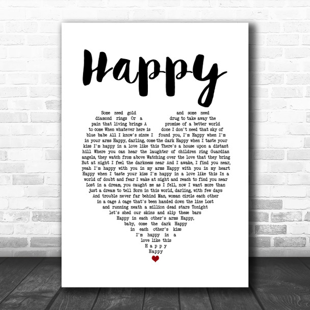 Bruce Springsteen Happy White Heart Song Lyric Quote Music Print