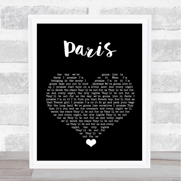 Friendly Fires Paris Black Heart Song Lyric Quote Music Print