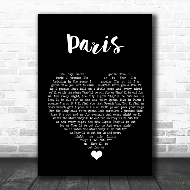 Friendly Fires Paris Black Heart Song Lyric Quote Music Print