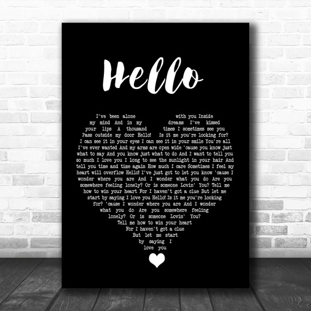 Lionel Richie Hello Black Heart Song Lyric Quote Music Print