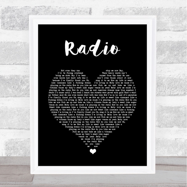 Lana Del Rey Radio Black Heart Song Lyric Quote Music Print