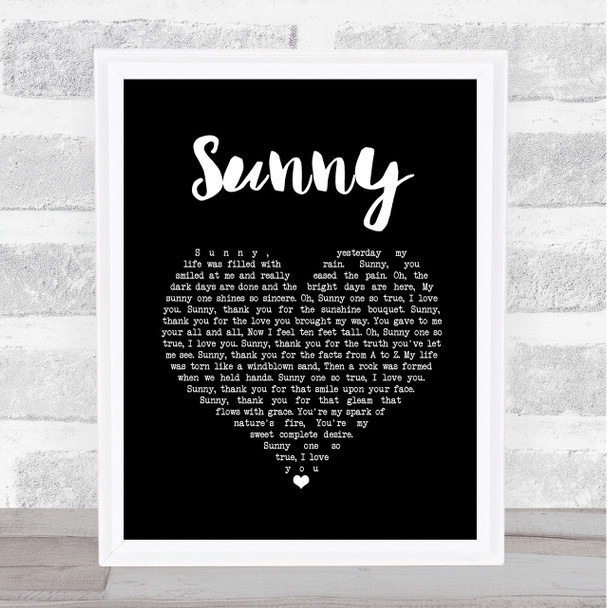 Marvin Gaye Sunny Black Heart Song Lyric Quote Music Print