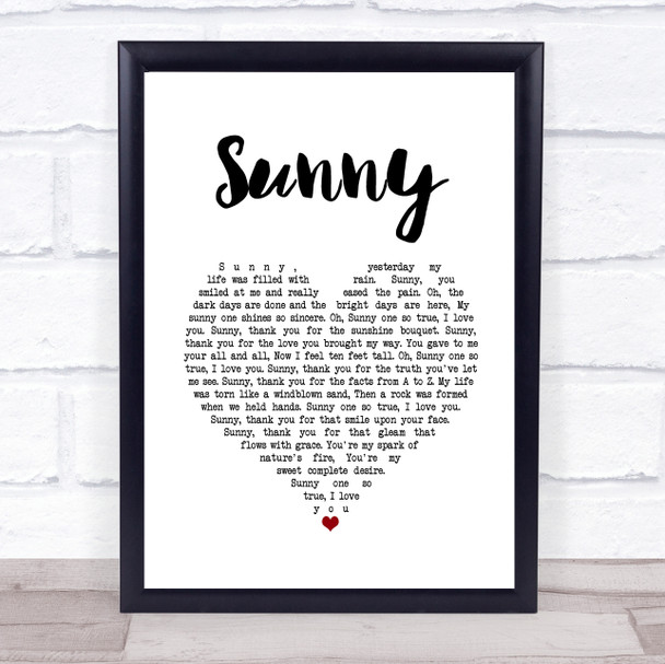 Marvin Gaye Sunny White Heart Song Lyric Quote Music Print