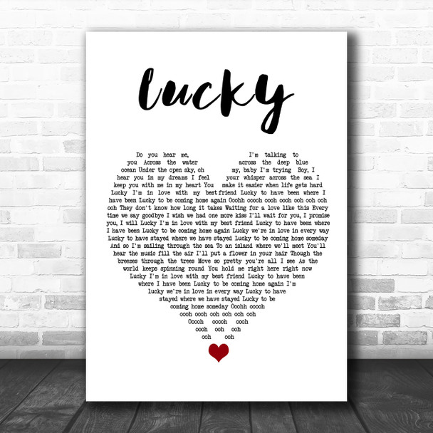 Jason Mraz Lucky White Heart Song Lyric Quote Music Print