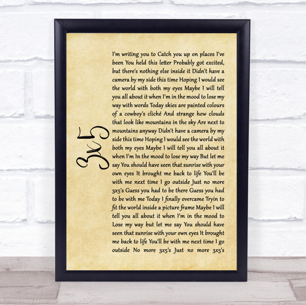 John Mayer 3x5 Rustic Script Song Lyric Quote Music Print