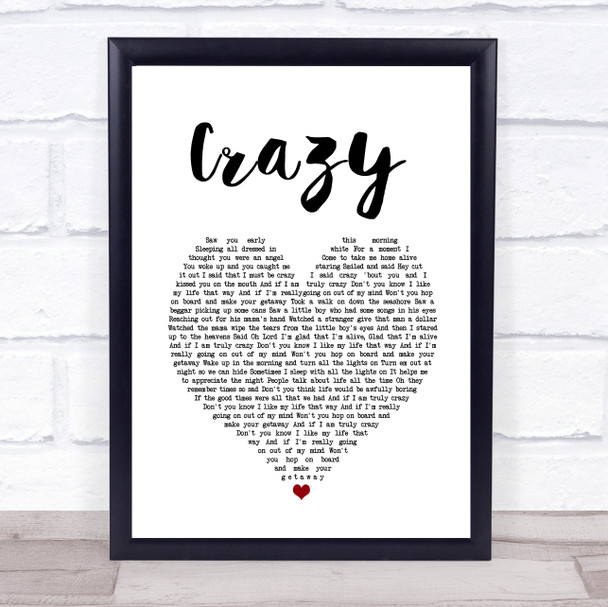 Pat Green Crazy White Heart Song Lyric Quote Music Print