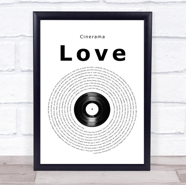 Cinerama Love Vinyl Record Song Lyric Quote Music Print