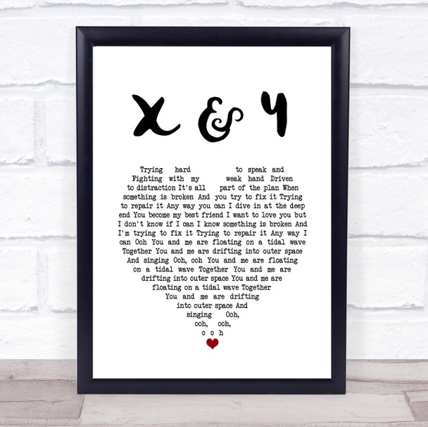 Coldplay X & Y White Heart Song Lyric Quote Music Print