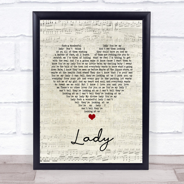 D'Angelo Lady Script Heart Song Lyric Quote Music Print
