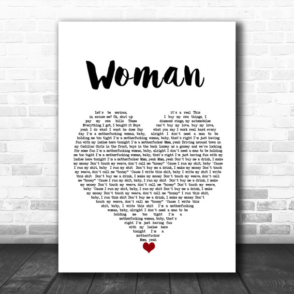 Kesha Woman White Heart Song Lyric Quote Music Print